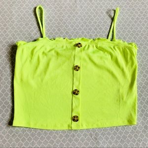 Neon yellow cropped tank top